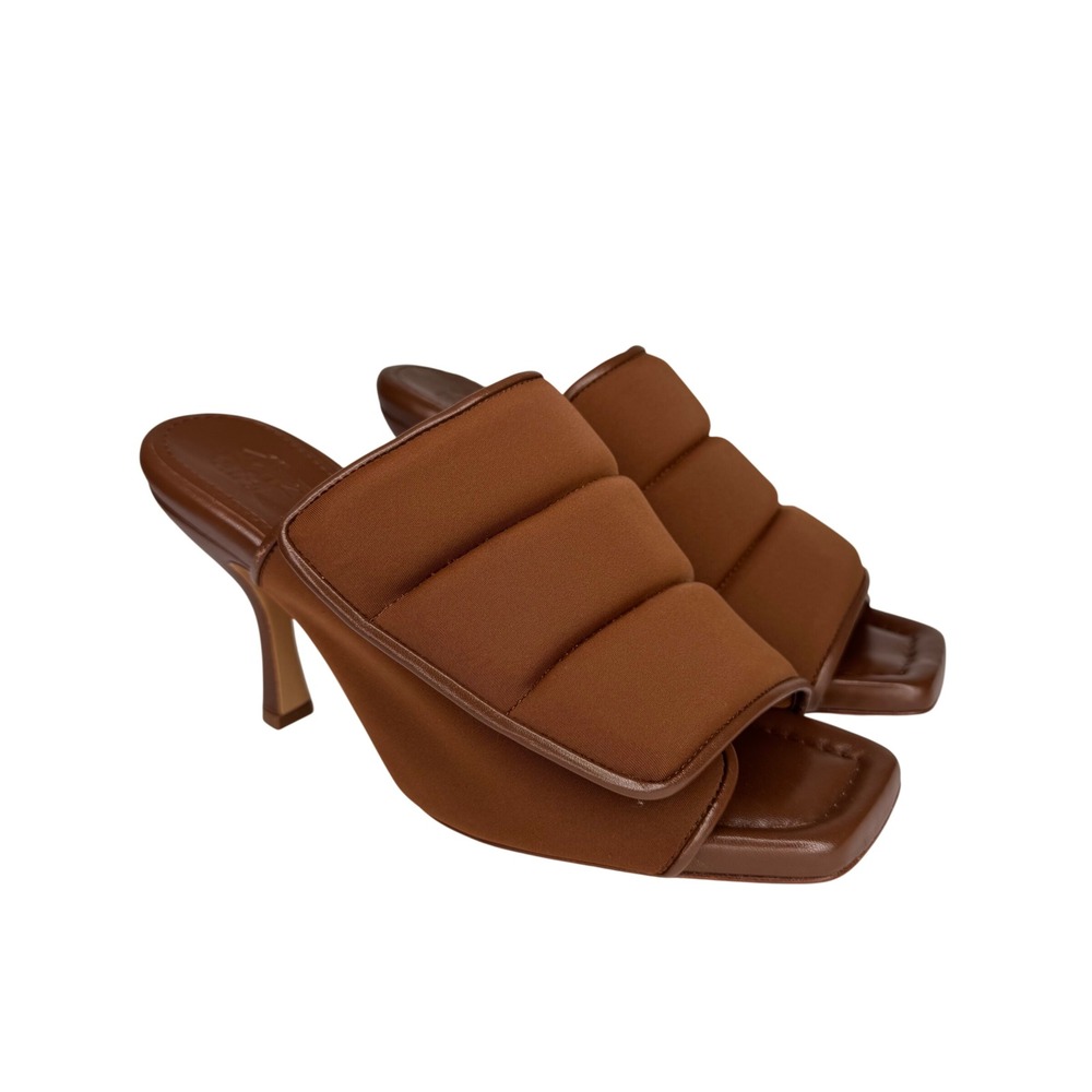 Gia Borghini Gia 4 Puffy Scuba Mules Coffee Brown Square Toe Sandals 40IT (9US)